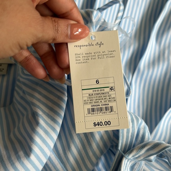 A New Day Blue and White Striped Dress with Belt - Picture 8 of 9